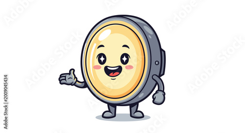 Cartoon spotlight character with thumbs up gesture on white background