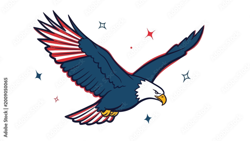 Obraz premium American Eagle Soaring with Wings Spread
