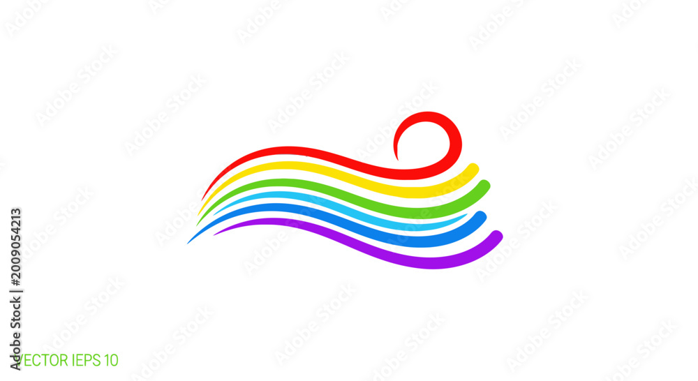 Fototapeta premium Abstract Colorful Rainbow Waves Icon