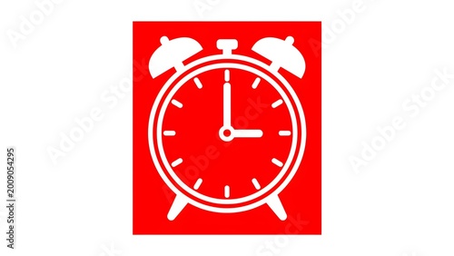 Red Alarm Clock Icon with White Silhouette