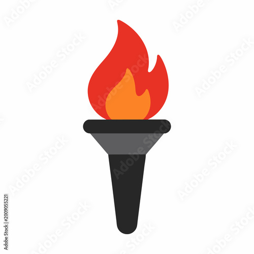 Vector illustration of a flat design torch with orange and red flame
