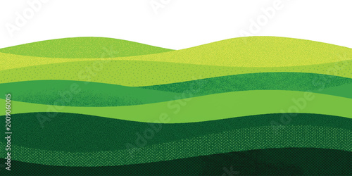 Φωτογραφία Abstract green landscape with rolling hills and layered grassy fields in a flat