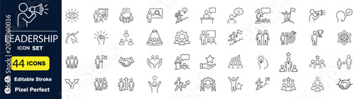 Leadership icon set for management and team building
