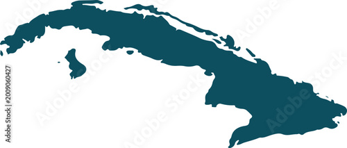 Cuba island map shape geographic location in the Caribbean Sea  America