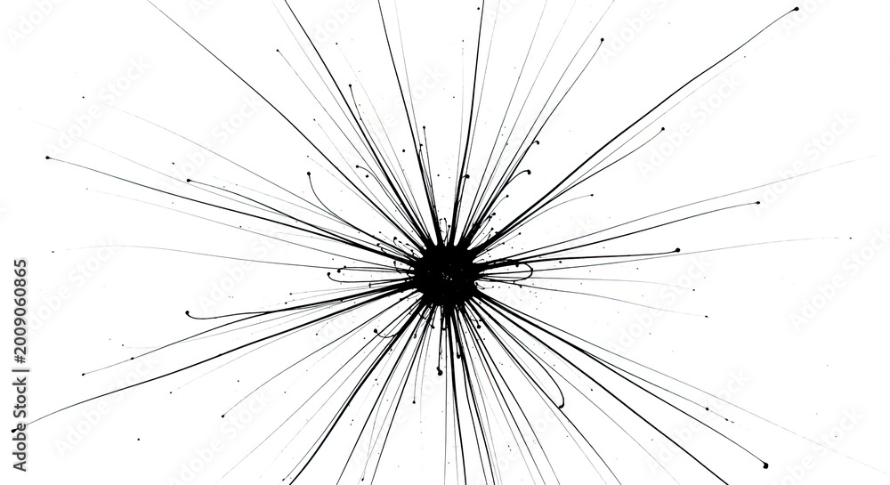 Obraz premium Abstract black lines radiating from a central point on a white background