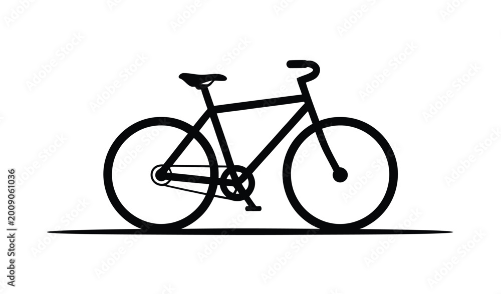 Fototapeta premium Bicycle black silhouette with two wheeled, eco friendly