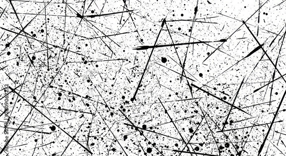 Obraz premium Abstract black lines and dots on a white background design modern artwork