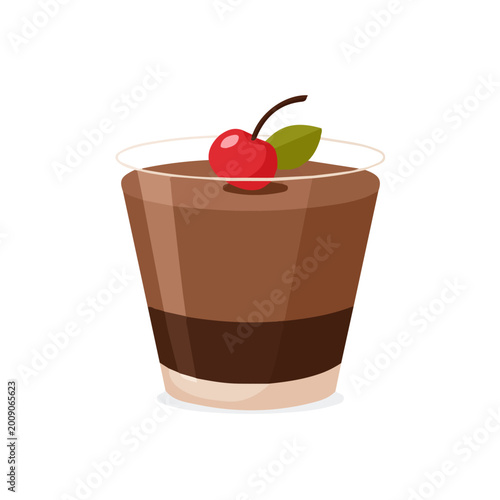 Bilde på lerret Chocolate Mousse flat vector illustration in a modern and simple 2D style, placed on a white background