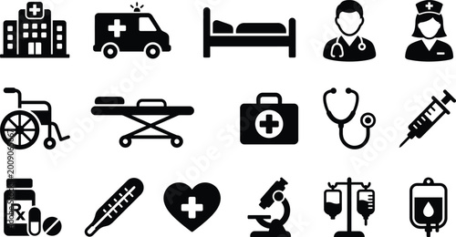 Tableau sur toile Medical and Healthcare Services Icon Set Professional Vector Symbols