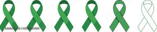 Foto Mental health awareness green ribbon icon set support symbol vector illustration