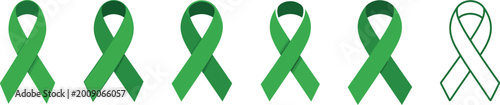 Photos Mental health awareness green ribbon icon set support symbol vector illustration