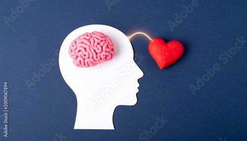 Heart and Brain Connection Highlighting Emotion Thought Relationship and Cognitive Emotional Balance Concept