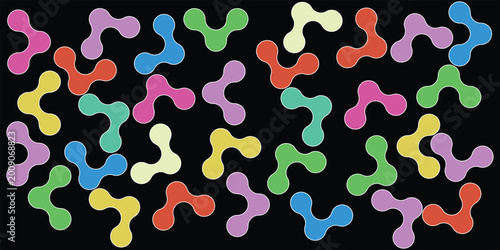 Tableau sur toile Vibrant abstract background featuring numerous randomly scattered, interlocking fluid shapes