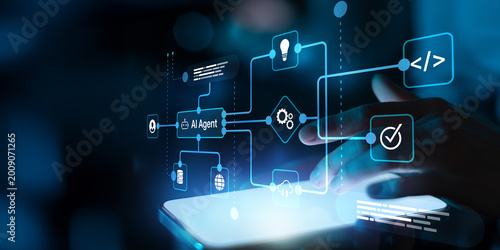 AI Agent Intelligent Automation Workflow Platform Demonstrating Artificial Intelligence Systems Integration and Autonomous Software Operations.