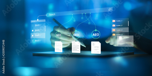 Fotografía Search Optimization Platform with SEO GEO AEO Workflow and Digital Marketing Analytics Dashboard