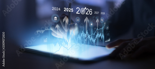 Tableau sur toile Business Growth Strategy Visualization Showing Financial Targets And Market Expansion Timeline