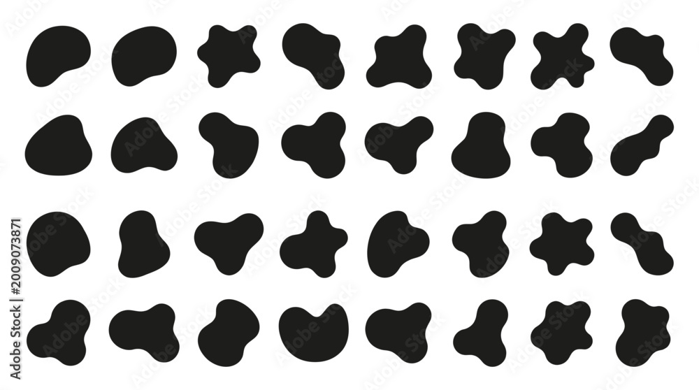 Fototapeta premium Abstract Blob Shape Vector Illustration Set of Organic Fluid Forms, Black Silhouette Design, Modern Minimal Vector Art for Creative Backgrounds and Graphic Composition Projects
