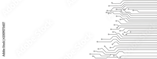 Photos Modern Horizontal Data Flow Circuitry Vector with Cyber Technology Lines and Nod