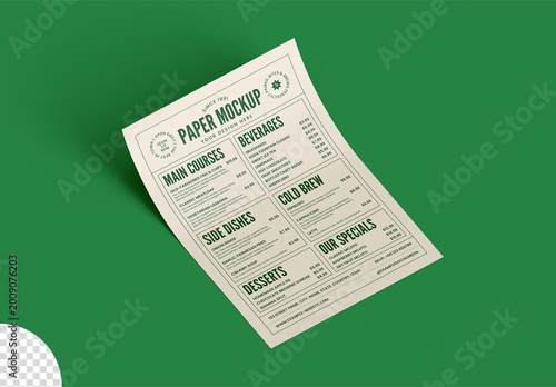 Stationery Paper Sheet Mockup Isolated