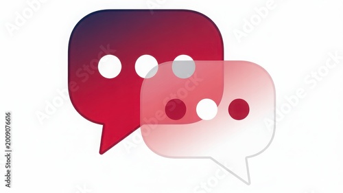 Two speech bubbles in red and pink gradient colors symbolizing communication or conversation.