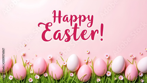Beautiful Happy Easter Image with Pastel Eggs