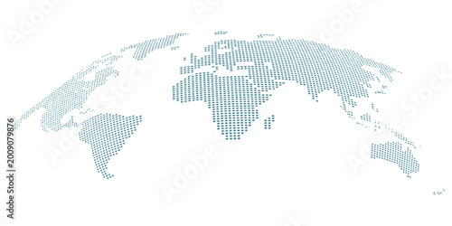 Tableau sur toile World map earth globe with dot pattern, modern 3d worldwide icon, digital halftone pixel texture, isolated global map, international business communication travel concept
