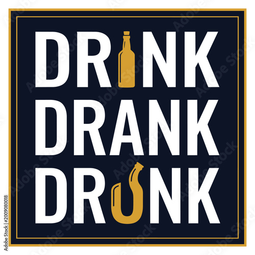 Canvas Print Alcohol Drink Typography Design Concept.