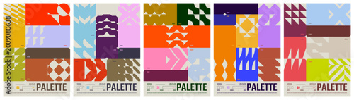 Konstfotografi Colour palette abstract postmodern composition with geometric shape in brutalism