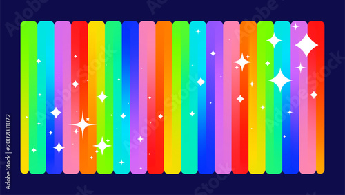 Slika na platnu Zig zag dynamic continuous multicolor gradient stripe and whites sparkling stars