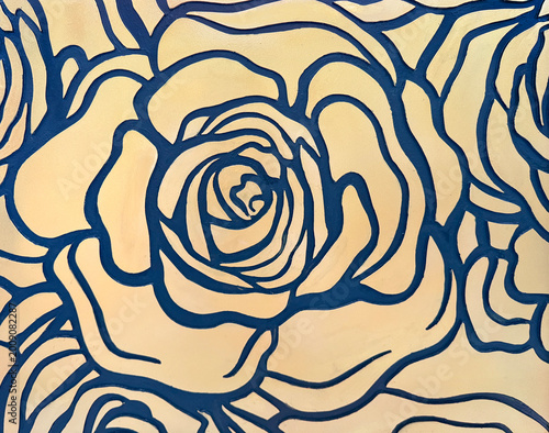 Obraz na płótnie Close up of rose flower shape in metallic gold and blue color