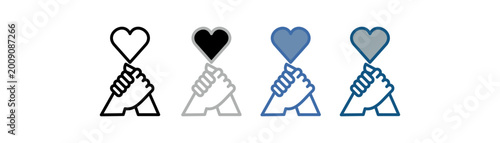 
mutual aid icon set multiple style collection with hand holding and heart design