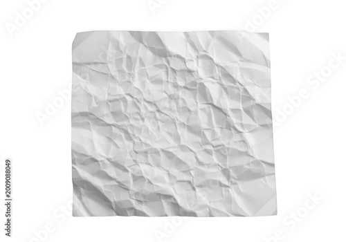 Abstract texture of crumpled white fabric with intricate creases and folds
