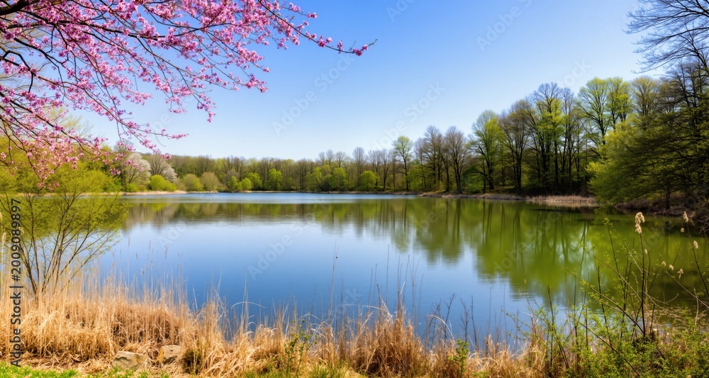 Obraz premium A lake in the spring season 