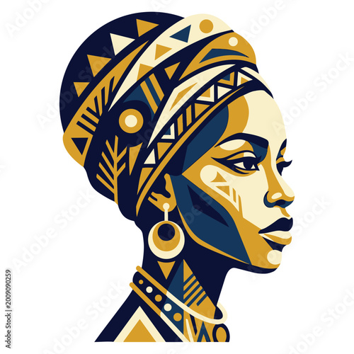 Obraz na plátně Woman wearing traditional African headwrap vector illustration