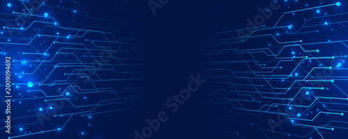 Abstract blue particle technology background 