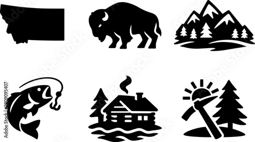 Montana wilderness and outdoor recreation black glyph icon