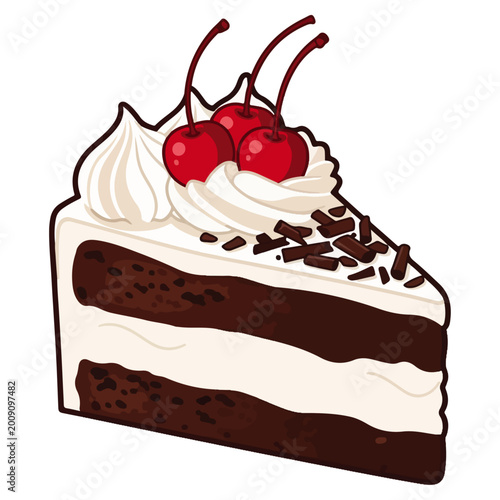 Black Forest Cake Slice Cartoon Vector Illustration