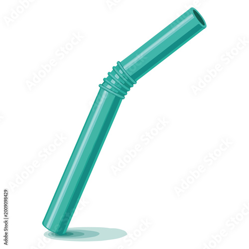 Foto Collapsible Teal Drinking Straw Flat Vector Illustration