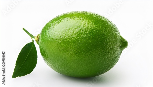 single green lime fruit isolated on white background