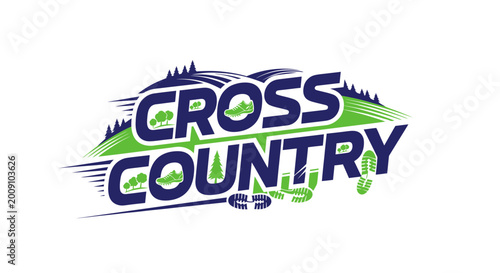 Canvastavla Cross Country Running Race Logo Design with Trail and Footprint Graphics