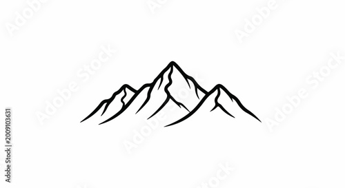 Simple black and white graphic depiction of rugged mountain peaks