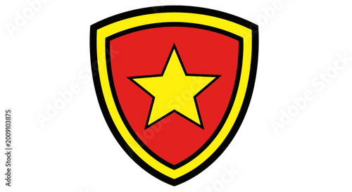 Free Download Red Shield with Yellow Star Emblem - GFXLoad
