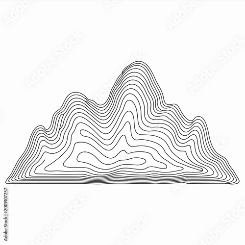 Topographic mountain map illustration contour lines black and white vector landscape