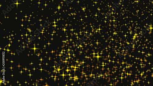 Cuadro en lienzo Countless golden sparkles on dark overlay background resembling starry night