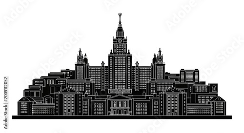 Moscow State University silhouette icon ? iconic Russian architecture