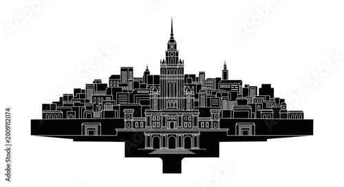 Moscow State University silhouette icon on white background