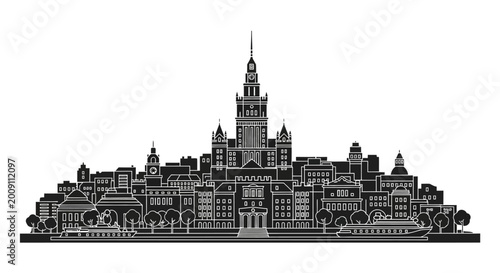 Moscow State University Skyline Silhouette ? Iconic Russian Architecture