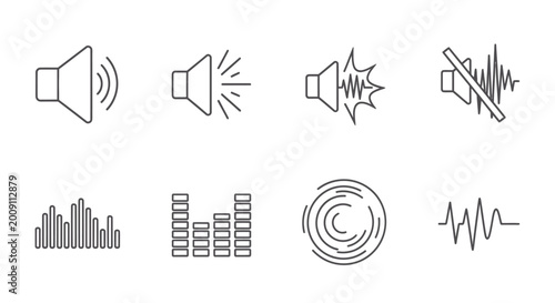 Foto Sound Icons Collection: Volume, Mute, Equalizer, Waveform, Audio