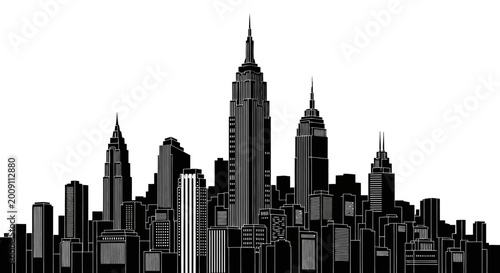 New York City Skyline Silhouette Illustration ? Urban Architecture