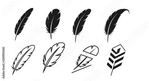 Εκτύπωση καμβά Feather Icons Set - Quill, Writing, Bird, Flight, Silhouette